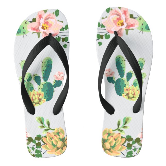 Flipflop Sandals Bohemian Cactus Succulents Desser (Footbed)