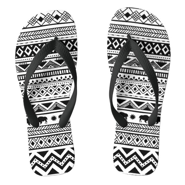 Flipflop Sandals Boho Buffalo Tribal Pattern Bohem (Footbed)
