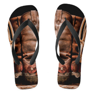 Flipflop Sandals Cowboy Boots Barn Wood Rustic Cou