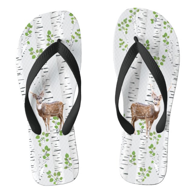 Flipflop Sandals Deer Doe Buck Woodland Hunting (Footbed)