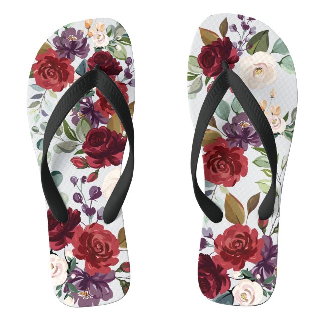 Flipflop Sandals White Roses Gold Geometric (Footbed)