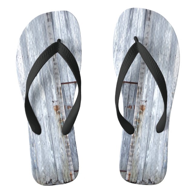 Flipflop Sandals White Wash Wood Barn Door Country (Footbed)