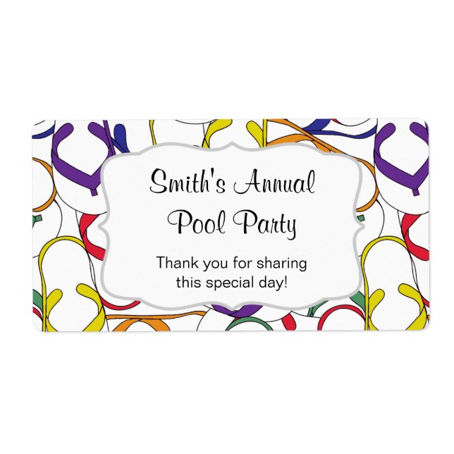 Flipflops Water Bottle favour - customise it! (Front)