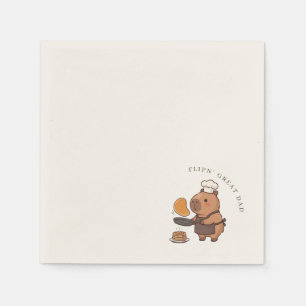 'Flipin' Great Dad' Cute Funny Capybara Chef Napkin