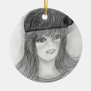 Flipped Hair Flapper Ceramic Tree Decoration