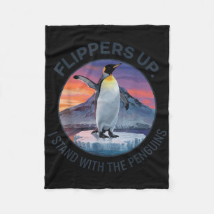 Flippers Up I Stand With The Penguins Fleece Blanket