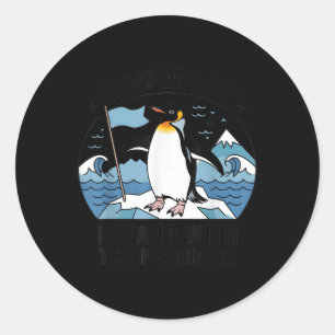 Flippers Up I Stand With The Penguins Funny Pengui Classic Round Sticker