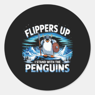Flippers Up I Stand With The Penguins Funny Trump Classic Round Sticker
