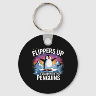 Flippers Up I Stand With The Penguins Funny Trump Key Ring