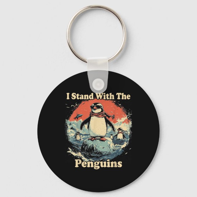 Flippers Up I Stand With The Penguins  Key Ring (Front)