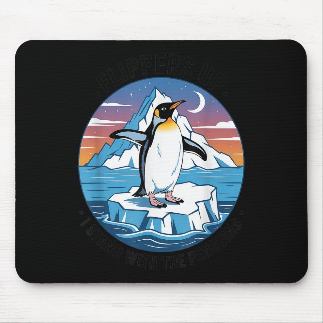 Flippers Up I Stand With The Penguins  Mouse Mat (Front)