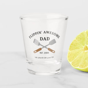 Flippin Awesome Dad BBQ Father Personalised Shot Glass