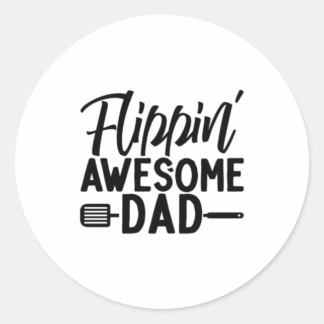 Flippin Awesome Dad Classic Round Sticker (Front)