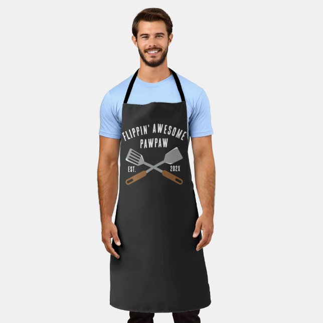 Flippin Awesome PawPaw BBQ Grandpa Custom Apron (Worn)