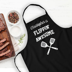Flippin Awesome Personalised Black Grilling Apron