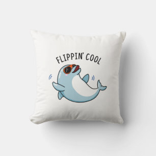 Flippin Cool Funny Dolphin Pun Cushion