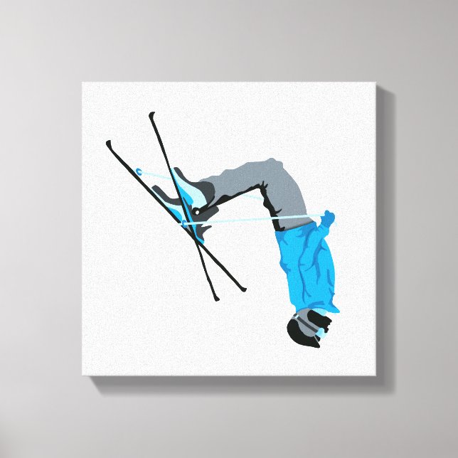 Flippin Out | Ski Backflip Skiing Painting Canvas Print (Front)