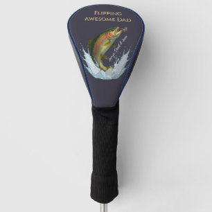 Flipping Awesome Dad Fly Fishing kids names Golf Head Cover