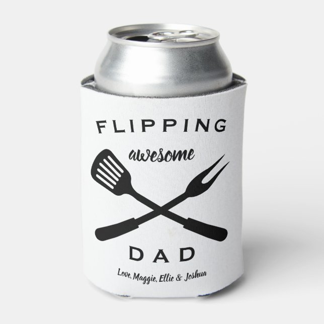 Flipping Awesome Dad | Gift Dad Men | Custom Name Can Cooler (Can Front)