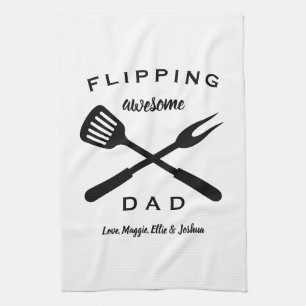 Flipping Awesome Dad Gift Dad Men Custom Name Tea Towel