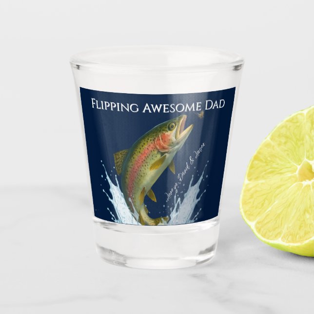 Flipping Awesome Dad kids names Shot Glass (Front)