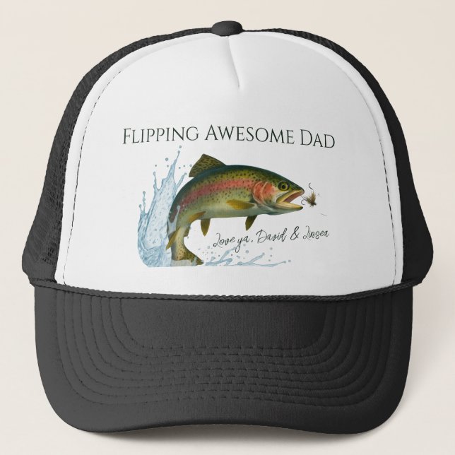 Flipping Awesome Dad kids names Trucker Hat (Front)