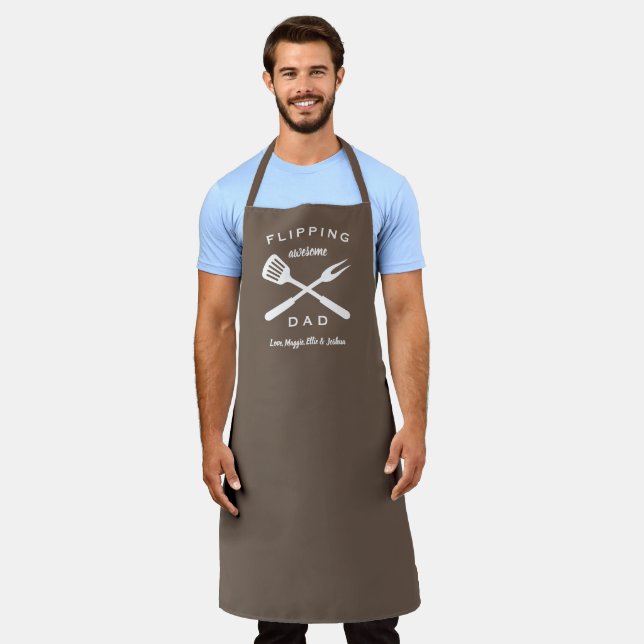 Flipping Awesome Dad | Men Gift Personalised Name Apron (Worn)