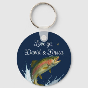 Flipping Awesome Dad Rainbow Trout Fly Fishing Key Ring