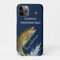 Flipping Awesome Dad  Rainbow Trout Navy Blue