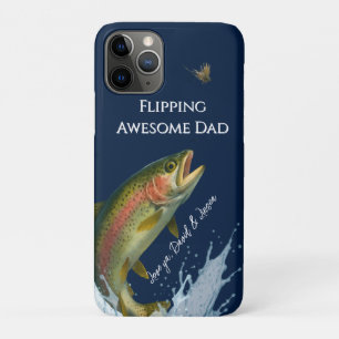 Flipping Awesome Dad  Rainbow Trout Navy Blue iPhone 11 Pro Case