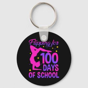 Flipping For 100 Days Of School Gymnastics Gymnast Key Ring
