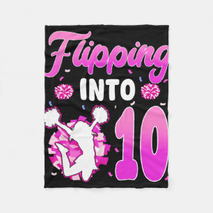 Flipping Into 10 Cheerleader 10th Birthday Girl Ch Fleece Blanket