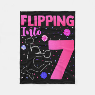 Flipping Into 7 Cheerleader 7th Birthday Girl Chee Fleece Blanket