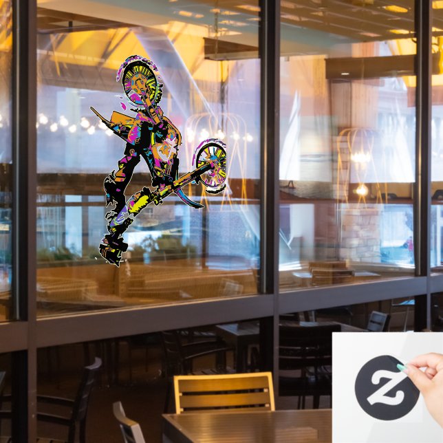 Flipping Out! - Freestyle Motocross Stunt Window Cling (Restaurant Window)