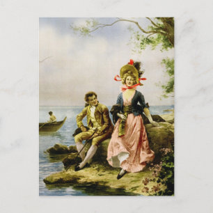 "Flirt au Bord de la Mer" by Hippolyte Lucas Postcard