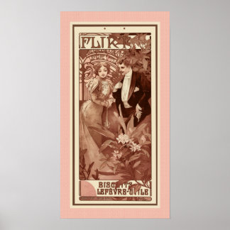 Flirt by Alphons Mucha Poster