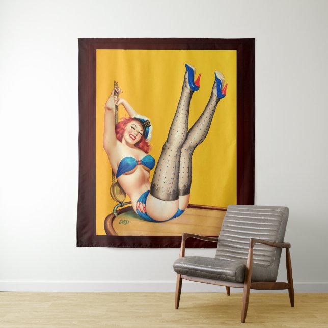Flirt Pulp Cover by Peter Driben Tapestry (In Situ)