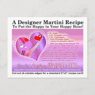 Flirt-Tini Valentine Martini Recipe Postcard