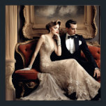 Flirting An Art Deco Couple Poster<br><div class="desc">Flirting is an image of a gorgeous couple in the Art Deco period. They are sitting on a gorgeous divan with a elaborate framed portrait above them. They are beautifully dressed in formal ware. He is in a tuxedo and she is in a gown accented with exquisite lace. A beautiful...</div>