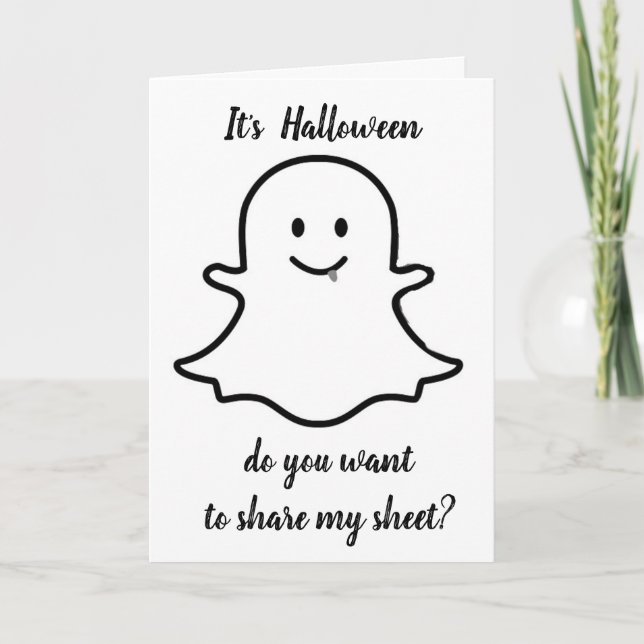**FLIRTING GHOST WILL TAKE CARE OF YOU** HALLOWEEN CARD (Front)