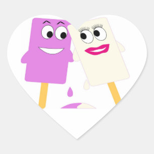 FLIRTING ICE CREAM POPS HEART STICKER