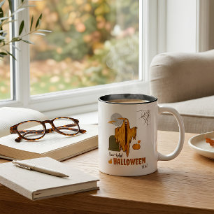 Flirting Skeleton Funny Pumpkin Booty Halloween Two-Tone Coffee Mug