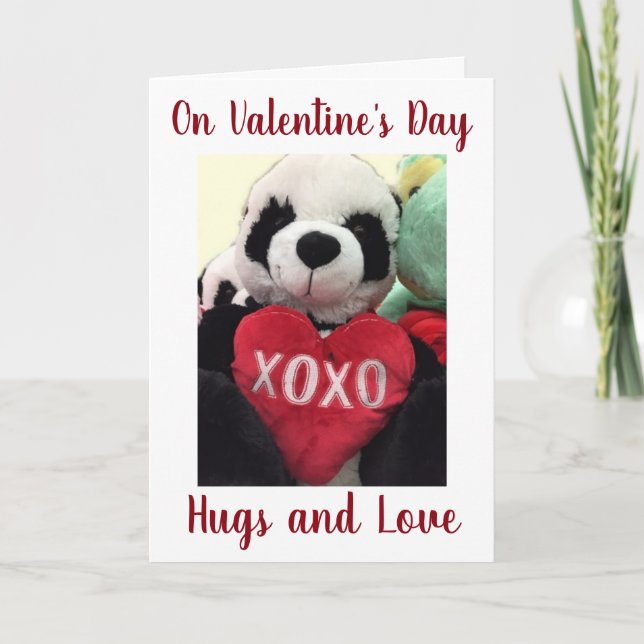 **FLIRTING STUFFED PANDA** ON VALENTINE'S DAY HOLIDAY CARD (Front)