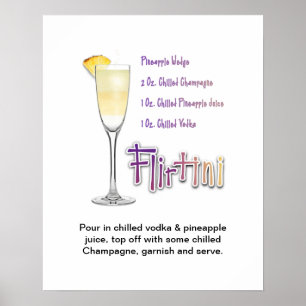 Flirtini Cocktail Recipe Art 16"x20" Poster