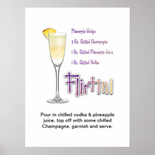 Flirtini Cocktail Recipe Art 18"x24"  Poster