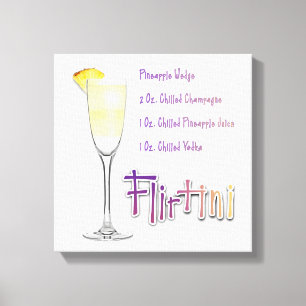 Flirtini Mimosa Cocktail Recipe Art 12"x12" Canvas Print
