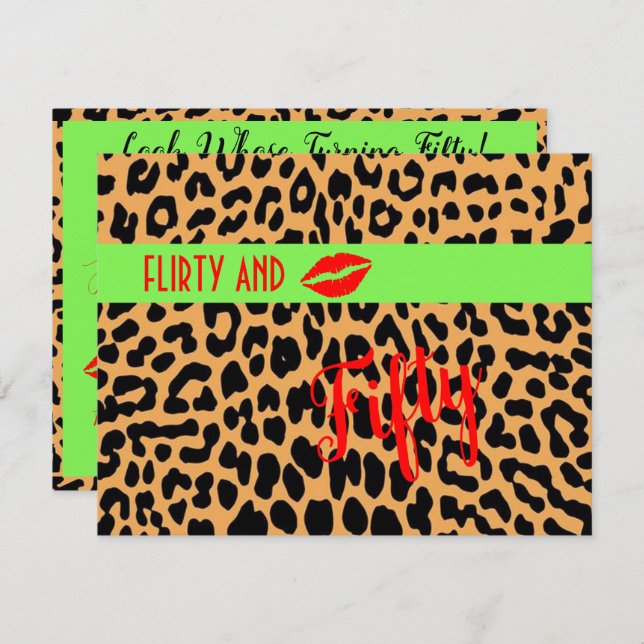 Flirty 50th Turning Fiftieth Birthday Party Invitation (Front/Back)