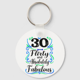 Flirty Absolutely Fabulous, Personalised Birthday Key Ring