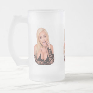 Flirty blonde Thunder_Cove Frosted Glass Beer Mug