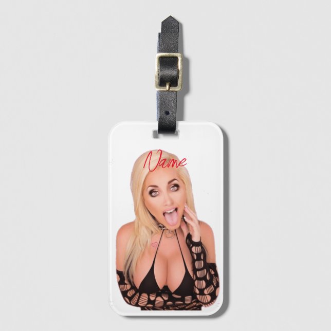 Flirty blonde Thunder_Cove Luggage Tag (Front Vertical)
